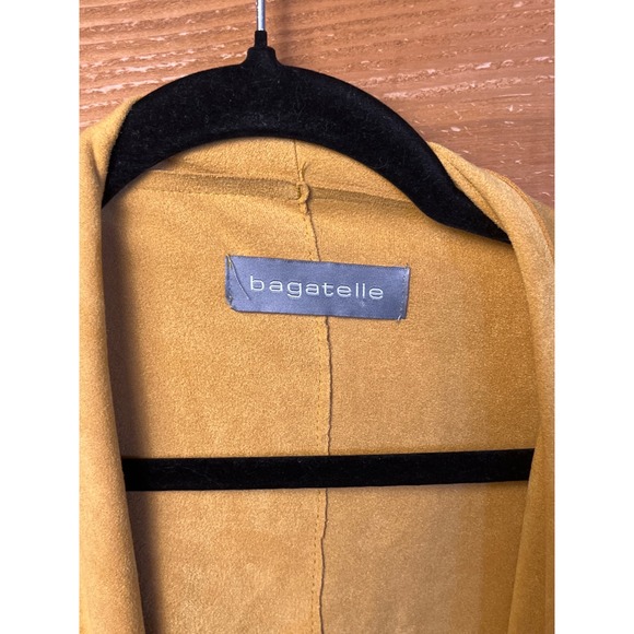 Bagatelle Drape Front Jacket Gold Yellow Suede Feel Edgy Lightweight Open Blazer - Picture 2 of 8